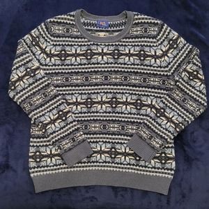 Le Tigre Gray Blue Classic Pattern Men's‎ XL Crewneck Sweater